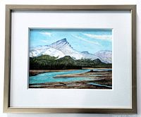 Frontal photo of framed watercolour painting showing the full artwork with the frame and matting