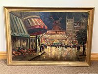 Full frontal view of the framed painting showing scene, frame and overall condition