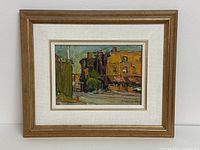 Full front view of framed oil painting