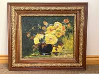 Full view of the framed oil painting showing composition and condition