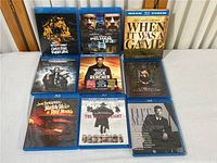 Overview of all 9 Blu-Ray discs, showing cover art and titles