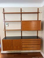 Full straight-on view of entire modular wall unit showing configuration