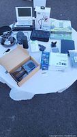 Wide view of all electronics on table