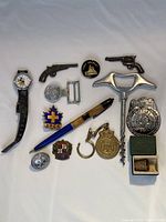 Photo showing all items in the lot on a white background for an overview.