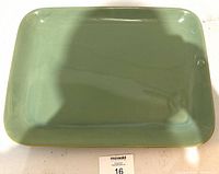 Top view of the smooth glazed green vintage serving tray