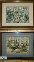 Photo showing two framed 3D paintings by Anton Pieck, one above the other.
