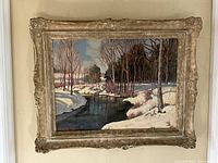 Full view of the framed oil painting showing overall composition and frame.
