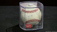 Rawlings Official Major League Baseball inside clear protective case showing the autograph by Roberto Cano.
