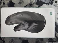 Front of the box showing an image of the black, ergonomically designed vertical wireless mouse with buttons and scroll wheel visible.