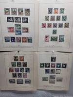 Four album pages of General Gouvernement stamps from 1940-46 period showing various designs, denominations, and series.