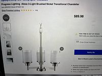 Product image of a Progress Lighting Alexa 3-light brushed nickel transitional chandelier showing the entire fixture with metal and glass components.