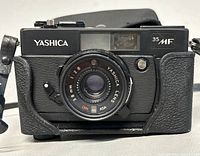 Front view of Yashica 35MF film camera showing lens and branding
