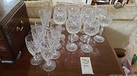 Overview of all stemware pieces displayed on table