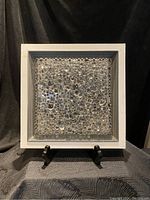 Framed glass art with bubble design in clear glass