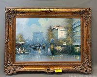 Full front view of framed painting