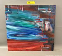 Front view of the modern abstract oil painting showing the overall composition and color scheme.