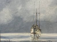 Close-up of boat and water brushwork
