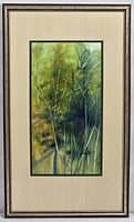 Full view of framed watercolor painting showing frame, mat and artwork