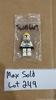 Lego Star Wars minifigure SW0609 in plastic bag showing front view with helmet on.