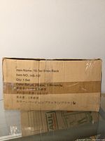 Photo of the shoe rack cardboard box showing item label and color options plus model number