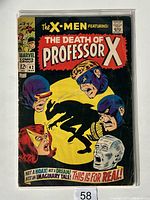 Front cover of The X-Men comic book issue #42 showing prominently the title and characters Cyclops and Professor X.