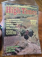 High Times magazine front cover showing 1970s vintage condition and featured article titles.
