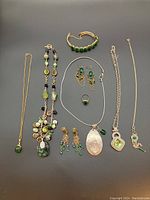 Group shot of all nine items on dark background