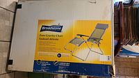 Box of Broadstone zero gravity chair with product image and brand clearly visible, showing the chair's design and packaging.