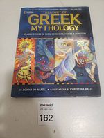 Cover of the hardcover book titled 'Treasury of Greek Mythology' by Donna Jo Napoli with colorful illustrations.