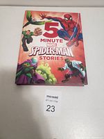 Front cover of 5 Minute Marvel Spider-Man Stories book showing Spider-Man and villains in colorful art.