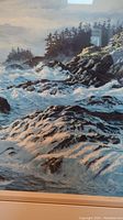 Close detail of waves and rocks in the print