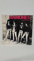 Front cover of Ramones Rocket to Russia LP showing band photo and title