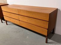 Front view of complete six-drawer dresser