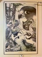 Full frontal view of the large framed poster "Westcoast Wildlife" depicting detailed wildlife illustrations.