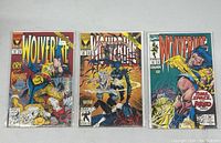 Photo of three Wolverine comic books issues 51, 52, and 53 in protective sleeves front covers visible.