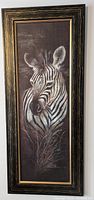 Full framed zebra painting showing animal detail and frame style