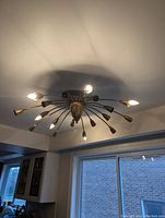 Chandelier mounted on ceiling showing overall design and finish
