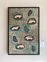 Full front view of framed tile artwork showing all motifs and background mosaic