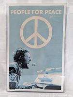 Full view of the 'People for Peace' John Lennon poster featuring Lennon playing piano, peace symbol, and text. Suitable for condition and design details.