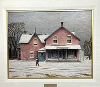 Close-up of the giclee print with visible texture on the board and winter scene