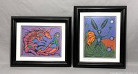 Pair of framed First Nations art prints by Donald Chretien, shown side by side on a gray background.