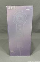 Front view of the Osmo VTT hair dryer box showing product outline and branding.