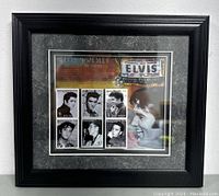 Front view of the framed Elvis Presley limited edition stamps.