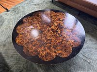 Top view showing lotus motif pattern on tabletop.