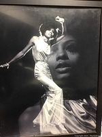 Full view of the framed Diana Ross poster with layered black and white images.