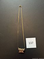 Full view of necklace and chain on black background