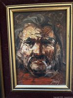 Close up of the original oil painting showing detailed brushwork and signature