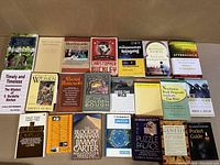 Front view of 20 books in the lot showing varied titles and subjects including philosophy, science, spirituality, feminism, fiction, and more.