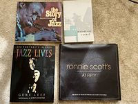 Front covers of the four jazz music books showing titles and cover art.