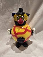 Front view of Murano glass clown showing full form and colours